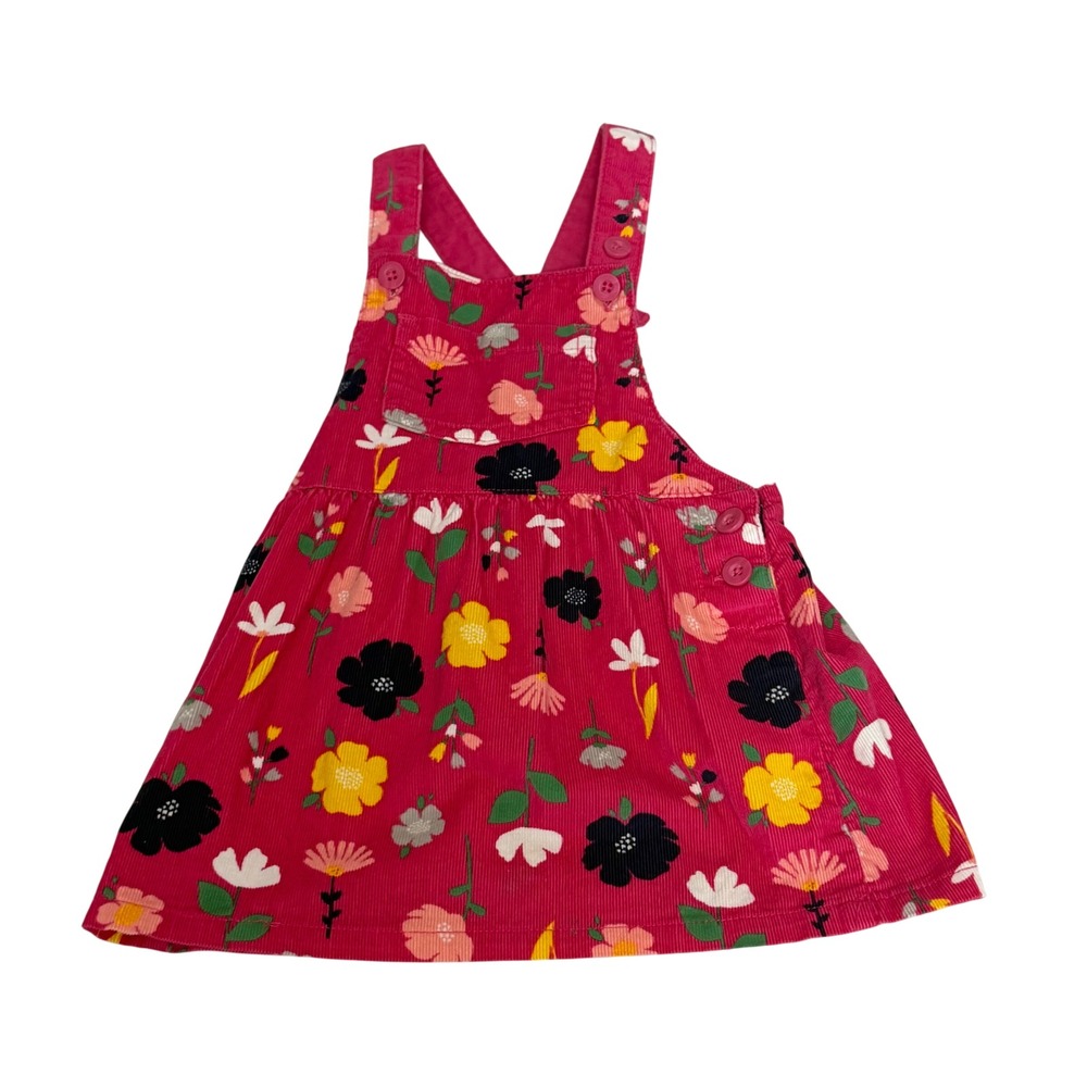 Carters Baby Girls Pink Floral Corduroy Pinafore Cotton Jumper Dress 9 Months